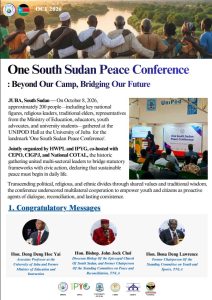 Yakani Calls for Unity, Peace and Accountable Leadership at One South Sudan Peace Conference